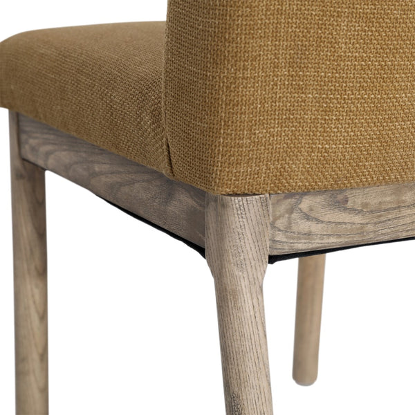 Dovetail Cory Dining Chair Polyester Upholstery and Ash Wood - Mustard and Natural