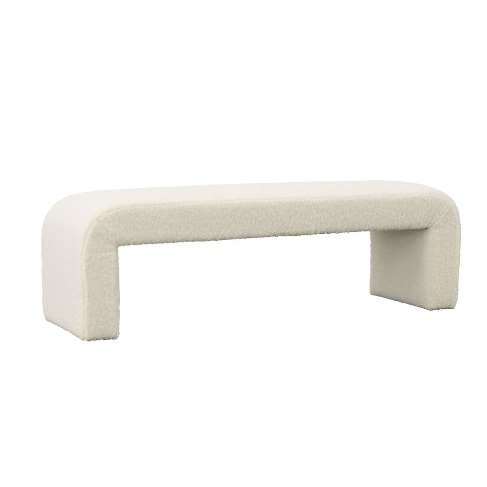 Dovetail Kenneth Bench Cream Ivory Faux Sheepskin Upholstery and Select Hardwood Frame DOV34029-CREM