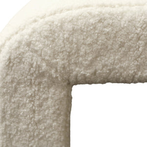Dovetail Kenneth Bench Small Faux Sheepskin and Select Hardwood - Ivory