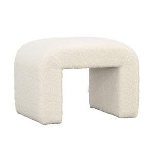 Dovetail Kenneth Bench Small Faux Sheepskin and Select Hardwood - Ivory