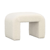 Karina Living Bench Small Faux Sheepskin and Select Hardwood - Ivory