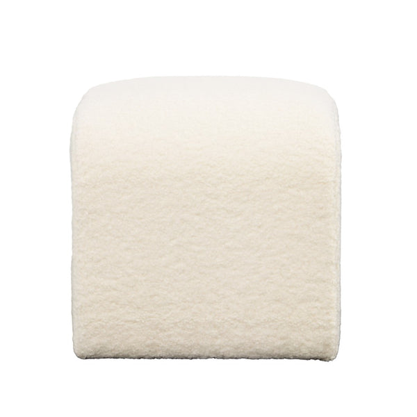 Dovetail Kenneth Bench Small Faux Sheepskin and Select Hardwood - Ivory