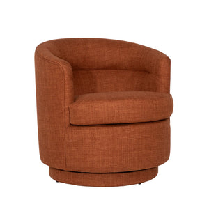 Dovetail Lauretta Swivel Chair Polyester Blend Upholstery and Solid Pine Wood Frame - Rust