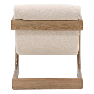 Dovetail Bridges Occasional Chair Cream Everest Cream and Natural Polyester Upholstery and Ash Wood DOV34034-CREM