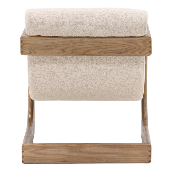 Dovetail Bridges Occasional Chair Cream Everest Cream and Natural Polyester Upholstery and Ash Wood DOV34034-CREM