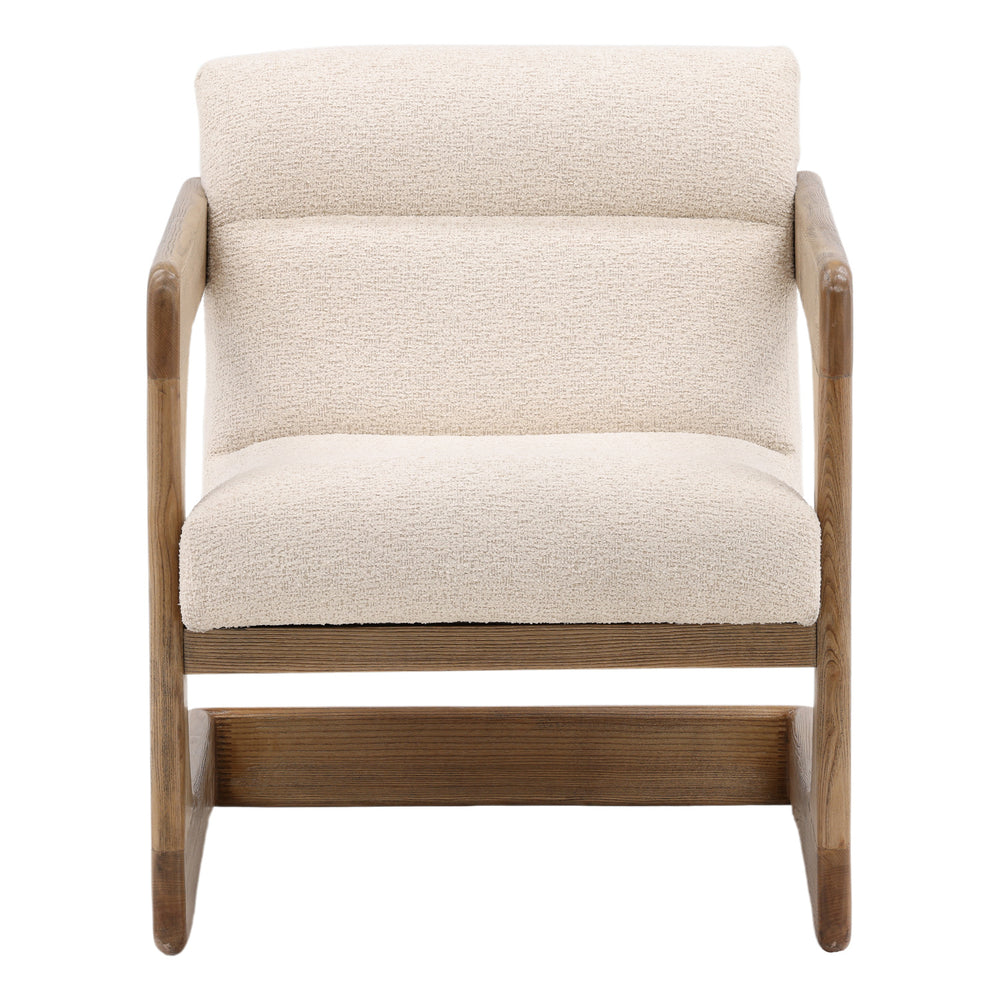 Dovetail Bridges Occasional Chair Cream Everest Cream and Natural Polyester Upholstery and Ash Wood DOV34034-CREM