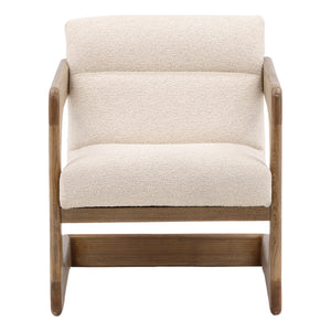 Dovetail Bridges Occasional Chair Cream Everest Cream and Natural Polyester Upholstery and Ash Wood DOV34034-CREM