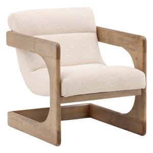 Dovetail Bridges Occasional Chair Cream Everest Cream and Natural Polyester Upholstery and Ash Wood DOV34034-CREM