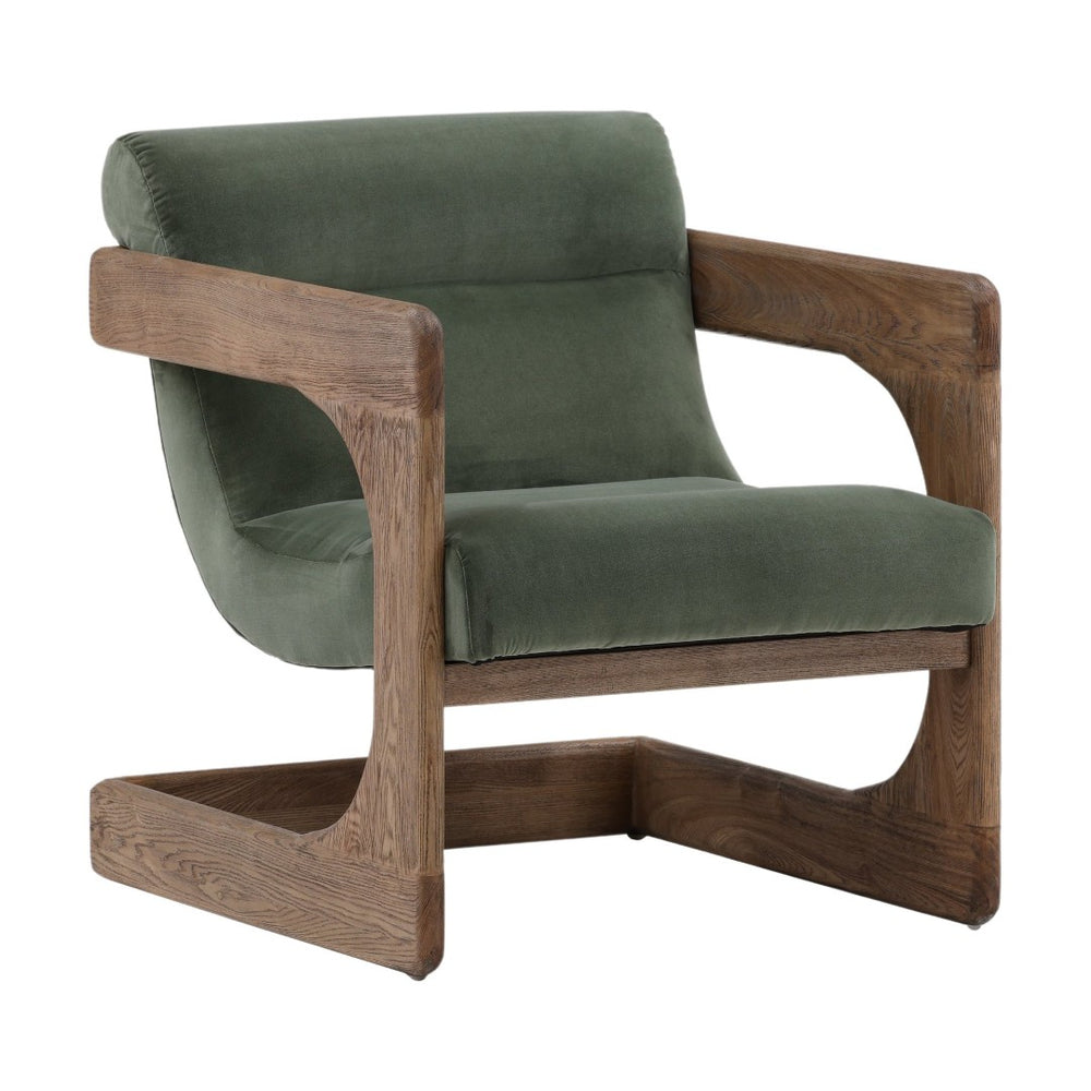 Karina Living Bridges Occasional Chair in Sierra Sage Velvet – Modern Comfort with Natural Ash Wood Elegance DOV34034-SAGE