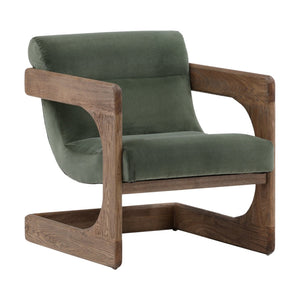 Karina Living Bridges Occasional Chair in Sierra Sage Velvet – Modern Comfort with Natural Ash Wood Elegance DOV34034-SAGE