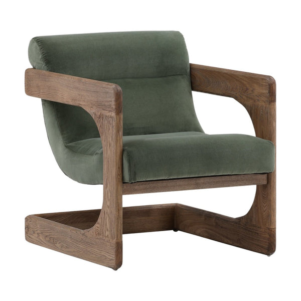 Karina Living Bridges Occasional Chair in Sierra Sage Velvet – Modern Comfort with Natural Ash Wood Elegance DOV34034-SAGE