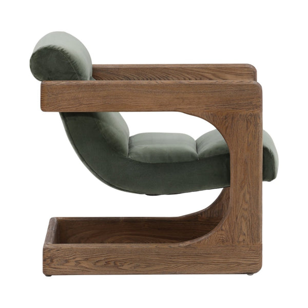 Karina Living Bridges Occasional Chair in Sierra Sage Velvet – Modern Comfort with Natural Ash Wood Elegance DOV34034-SAGE