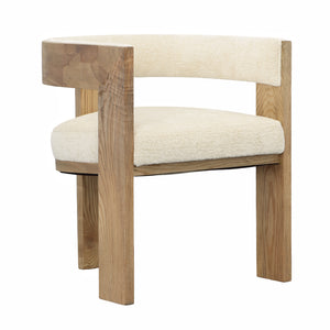 Dovetail Nadia Dining Chair Cream Cream and Natural Polyester Blend Upholstery and Ash Wood DOV34035-CREM