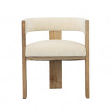 Dovetail Nadia Dining Chair Cream Cream and Natural Polyester Blend Upholstery and Ash Wood DOV34035-CREM