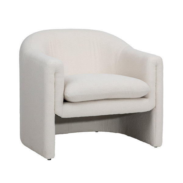 Dovetail Alda Occasional Chair Cream Cream Polyester Blend Upholstery and Solid Pine Wood DOV34036-CREM