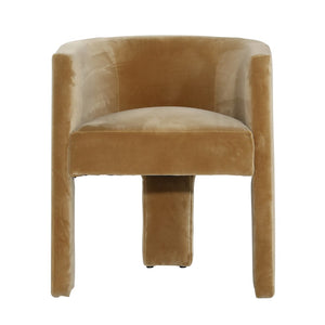 Dovetail Olimpia Dining Chair Polyester Velvet Upholstery and Solid Pine Wood - Camel