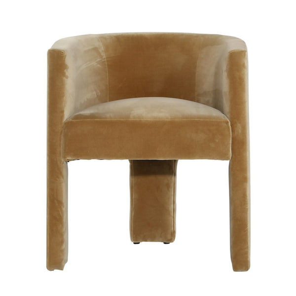 Dovetail Olimpia Dining Chair Polyester Velvet Upholstery and Solid Pine Wood - Camel