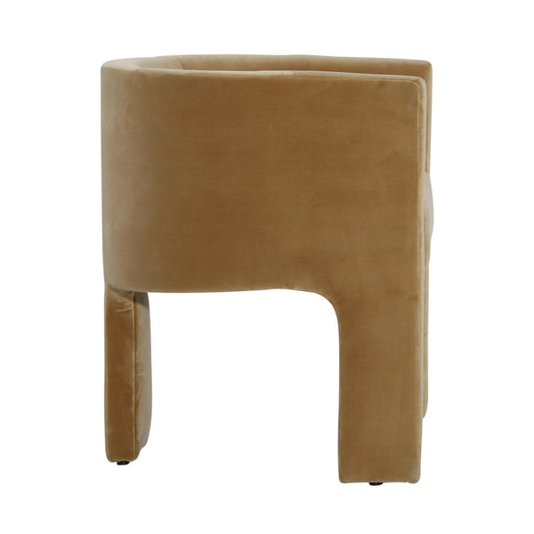 Dovetail Olimpia Dining Chair Polyester Velvet Upholstery and Solid Pine Wood - Camel