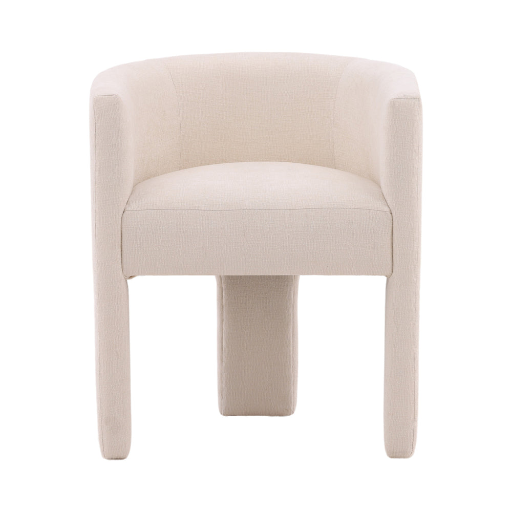 Dovetail Olimpia Dining Chair Cream Grenoble Cream Polyester Fabric and Solid Pine Wood DOV34037-CREM
