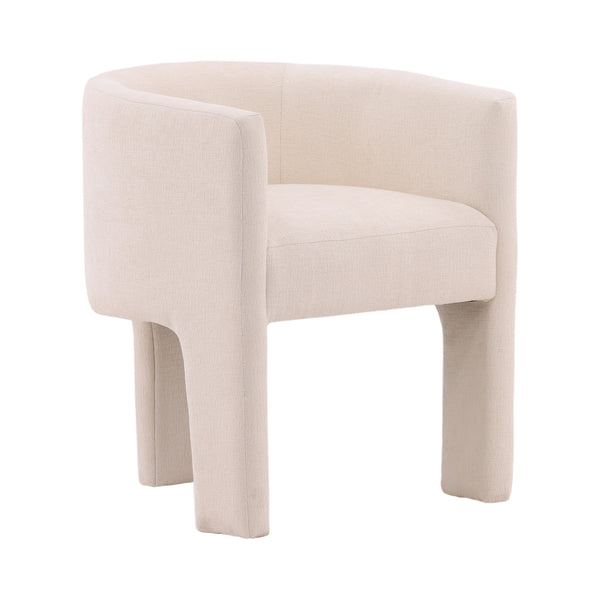 Dovetail Olimpia Dining Chair Cream Grenoble Cream Polyester Fabric and Solid Pine Wood DOV34037-CREM