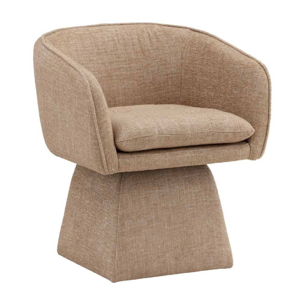 Karina Living Jonie Swivel Chair in Warm Camel Basketweave - Elegant Comfort for Dining or Living Spaces DOV34059-CAML