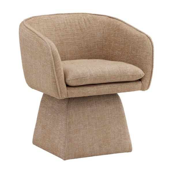 Karina Living Jonie Swivel Chair in Warm Camel Basketweave - Elegant Comfort for Dining or Living Spaces DOV34059-CAML