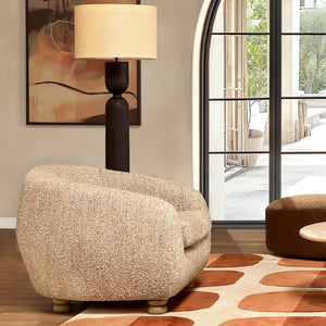 Karina Living Peggy Occasional Chair in Multi-Tone Boucle – Stylish Comfort with Rubberwood Legs for Any Space DOV34062-BRWN