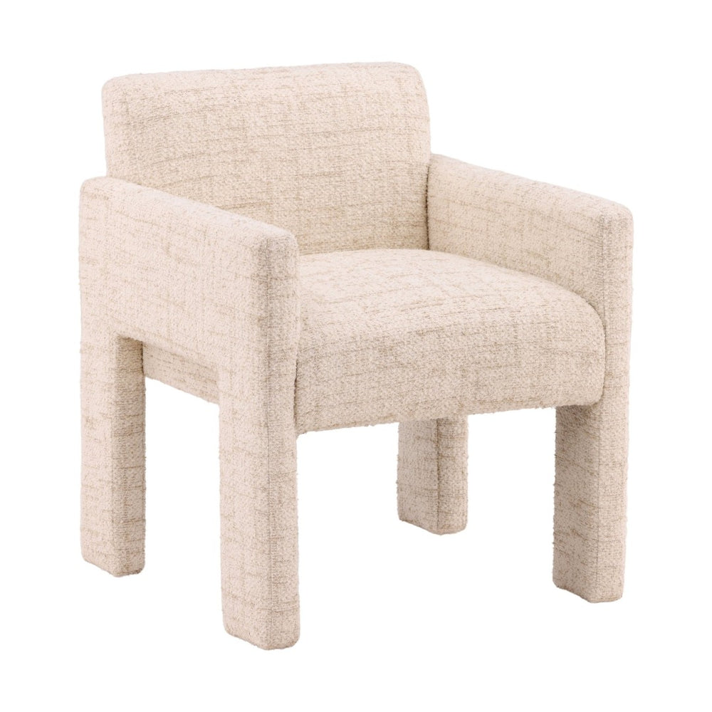 Karina Living Barnett Dining Chair in Cream - Elegant Tweed Upholstery, Stain-Resistant, Modern Sonoma Fog Finish DOV34065-CREM