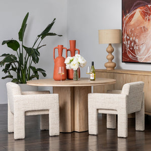 Karina Living Barnett Dining Chair in Cream - Elegant Tweed Upholstery, Stain-Resistant, Modern Sonoma Fog Finish DOV34065-CREM