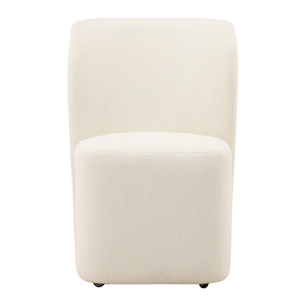 Karina Living Saoirse Dining Chair - Luxurious Field Cream Tweed, Mobile Casters, Timeless Comfort for Every Home DOV34066-CREM