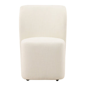 Karina Living Saoirse Dining Chair - Luxurious Field Cream Tweed, Mobile Casters, Timeless Comfort for Every Home DOV34066-CREM