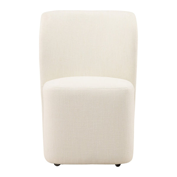 Karina Living Saoirse Dining Chair - Luxurious Field Cream Tweed, Mobile Casters, Timeless Comfort for Every Home DOV34066-CREM