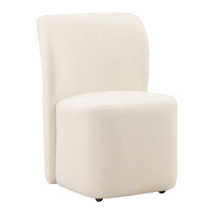 Karina Living Saoirse Dining Chair - Luxurious Field Cream Tweed, Mobile Casters, Timeless Comfort for Every Home DOV34066-CREM