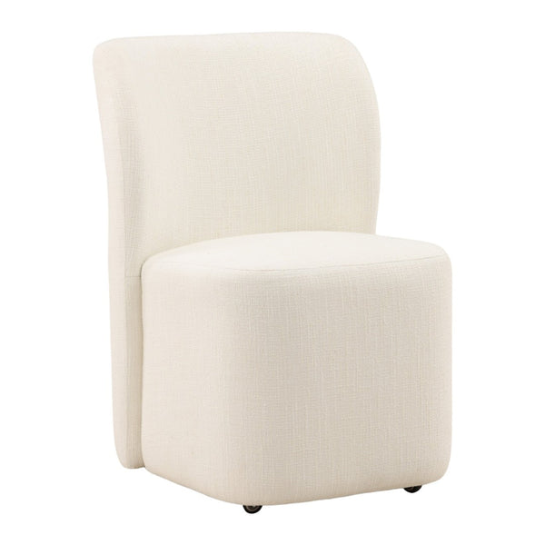Karina Living Saoirse Dining Chair - Luxurious Field Cream Tweed, Mobile Casters, Timeless Comfort for Every Home DOV34066-CREM