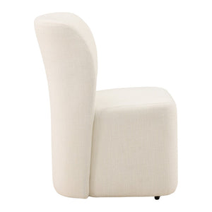 Karina Living Saoirse Dining Chair - Luxurious Field Cream Tweed, Mobile Casters, Timeless Comfort for Every Home DOV34066-CREM