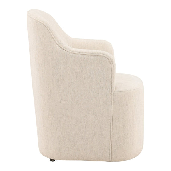 Karina Living Londyn Dining Chair in Avalon Cream - Stylish, Comfortable, and Mobile Seating for Modern Dining Spaces DOV34072-CREM