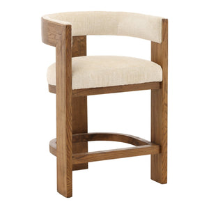 Karina Living Nadia Cream Counter Stool - Modern Elegance with Solid Wood Legs & Comfortable Upholstered Seat DOV34075-CREM