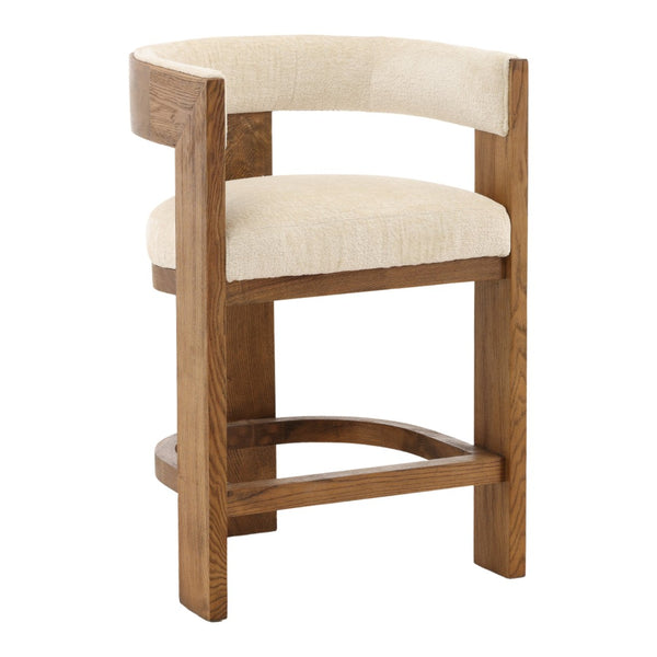 Karina Living Nadia Cream Counter Stool - Modern Elegance with Solid Wood Legs & Comfortable Upholstered Seat DOV34075-CREM