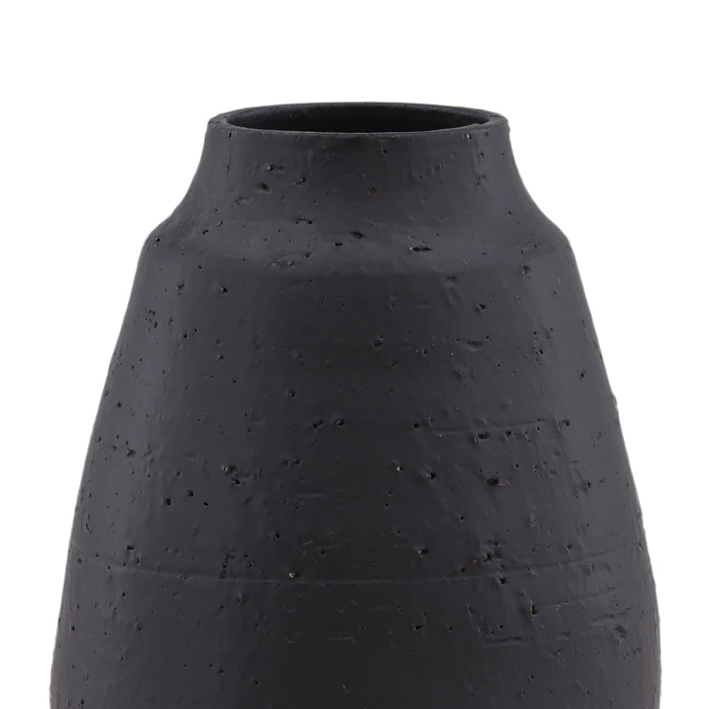 Karina Living Gannon Vase Black - Sculptural Terracotta Accent for Modern Minimalist Decor & Stylish Arrangements DOV36042-BLCK