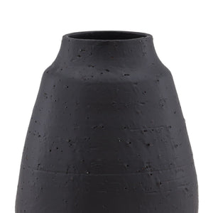 Karina Living Gannon Vase Black - Sculptural Terracotta Accent for Modern Minimalist Decor & Stylish Arrangements DOV36042-BLCK
