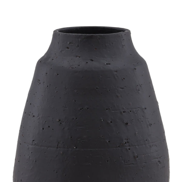 Karina Living Gannon Vase Black - Sculptural Terracotta Accent for Modern Minimalist Decor & Stylish Arrangements DOV36042-BLCK