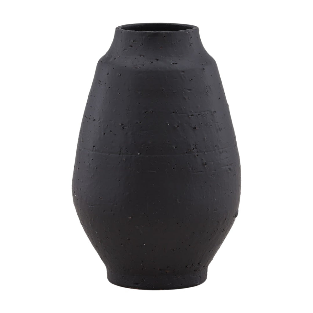 Karina Living Gannon Vase Black - Sculptural Terracotta Accent for Modern Minimalist Decor & Stylish Arrangements DOV36042-BLCK
