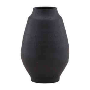 Karina Living Gannon Vase Black - Sculptural Terracotta Accent for Modern Minimalist Decor & Stylish Arrangements DOV36042-BLCK