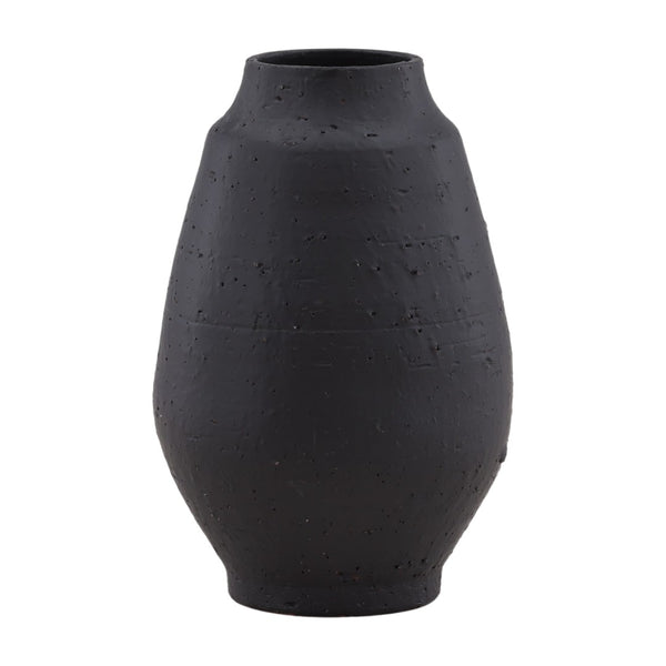 Karina Living Gannon Vase Black - Sculptural Terracotta Accent for Modern Minimalist Decor & Stylish Arrangements DOV36042-BLCK