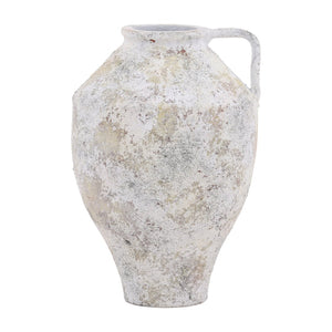 Karina Living Halina Terracotta Vase in White Distressed Finish - Rustic Charm for Modern & Farmhouse Decor DOV36043-WHIT