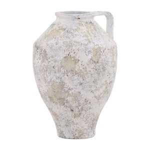 Karina Living Halina Terracotta Vase in White Distressed Finish - Rustic Charm for Modern & Farmhouse Decor DOV36043-WHIT
