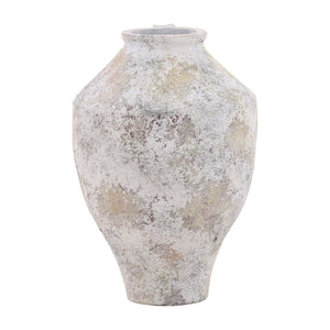 Karina Living Halina Terracotta Vase in White Distressed Finish - Rustic Charm for Modern & Farmhouse Decor DOV36043-WHIT