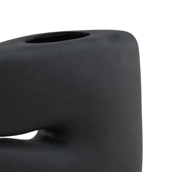 Karina Living Niamh Vase Black - Modern Terracotta Design, Matte Finish, Perfect for Flowers & Home Decor Accent DOV36047-BLCK