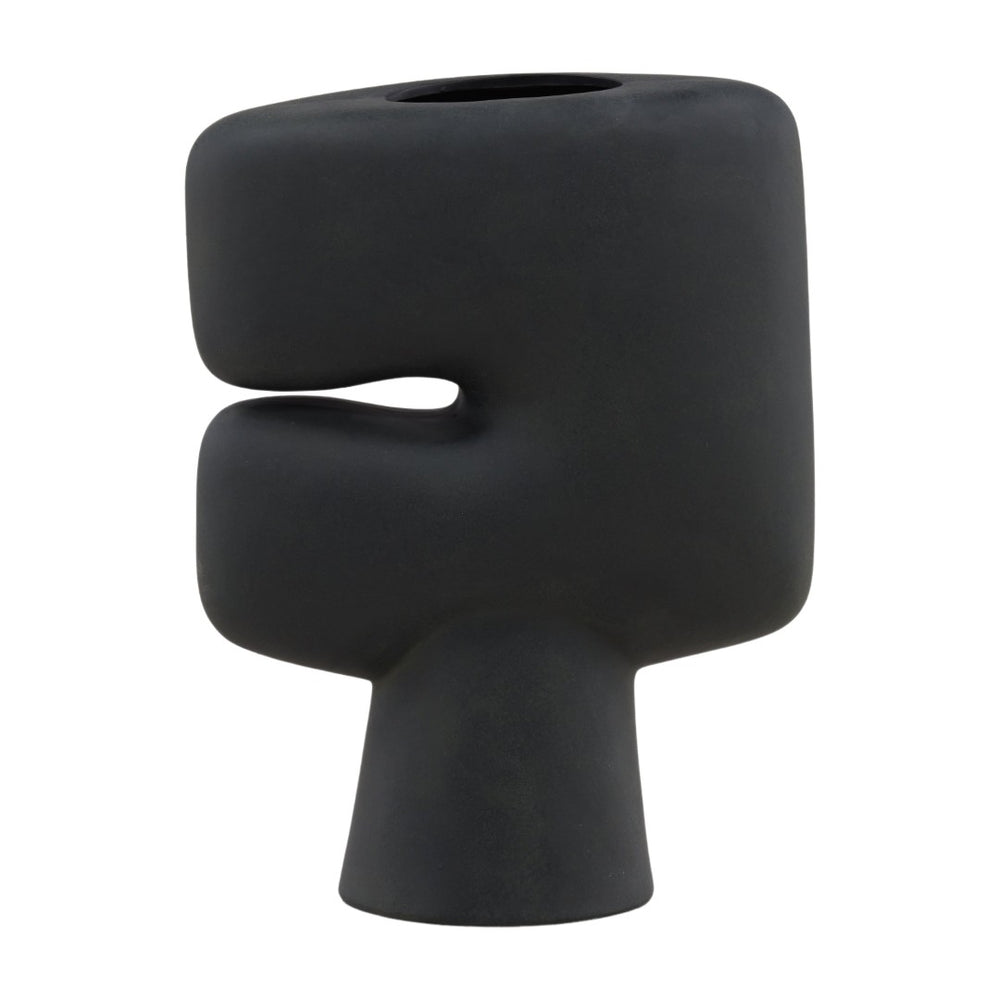 Karina Living Niamh Vase Black - Modern Terracotta Design, Matte Finish, Perfect for Flowers & Home Decor Accent DOV36047-BLCK