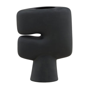 Karina Living Niamh Vase Black - Modern Terracotta Design, Matte Finish, Perfect for Flowers & Home Decor Accent DOV36047-BLCK